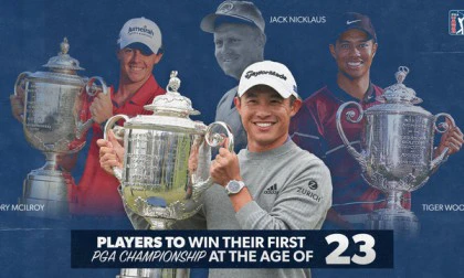 Collin Morikawa làm rơi cup trong ngày vô địch PGA CHAMPIONSHIP